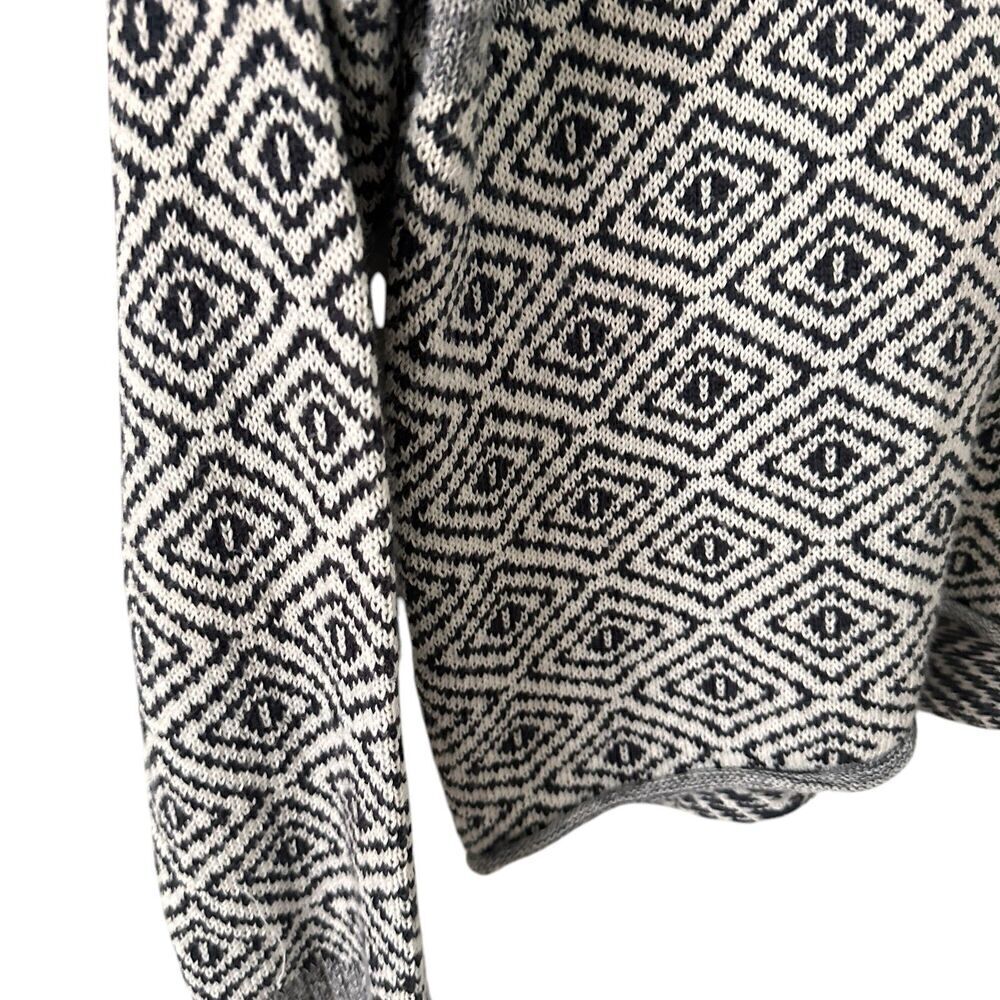 Obey Womens Blue and White Pattern Boxy Oversized Scoop Neck Sweater Size L - Picture 4 of 6